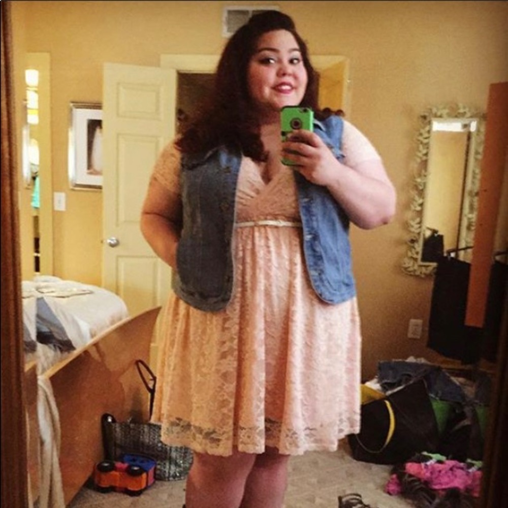 Blush Pink Lace Overlay Dress
